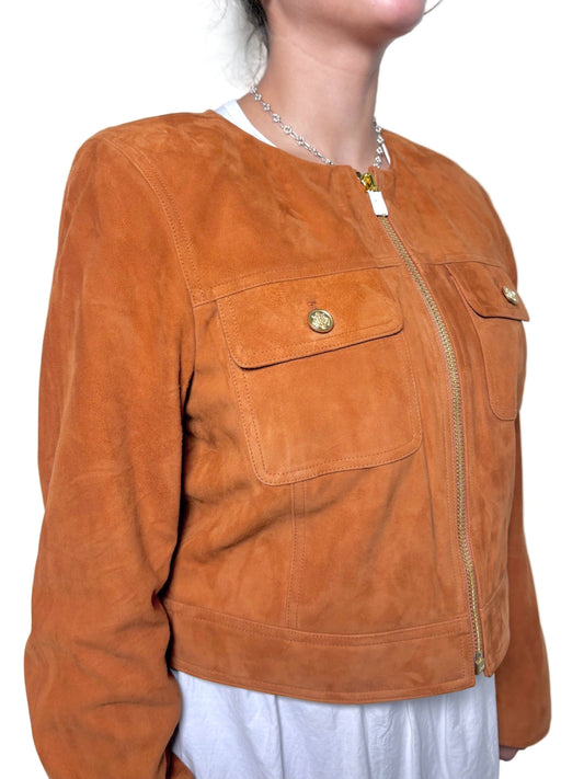 M Women Size M J. Crew Camel Solid Goatskin Jacket