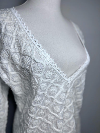 M Women Size M Melissa Odabash Off White 3D Flowers 100% Cotton Cover Up