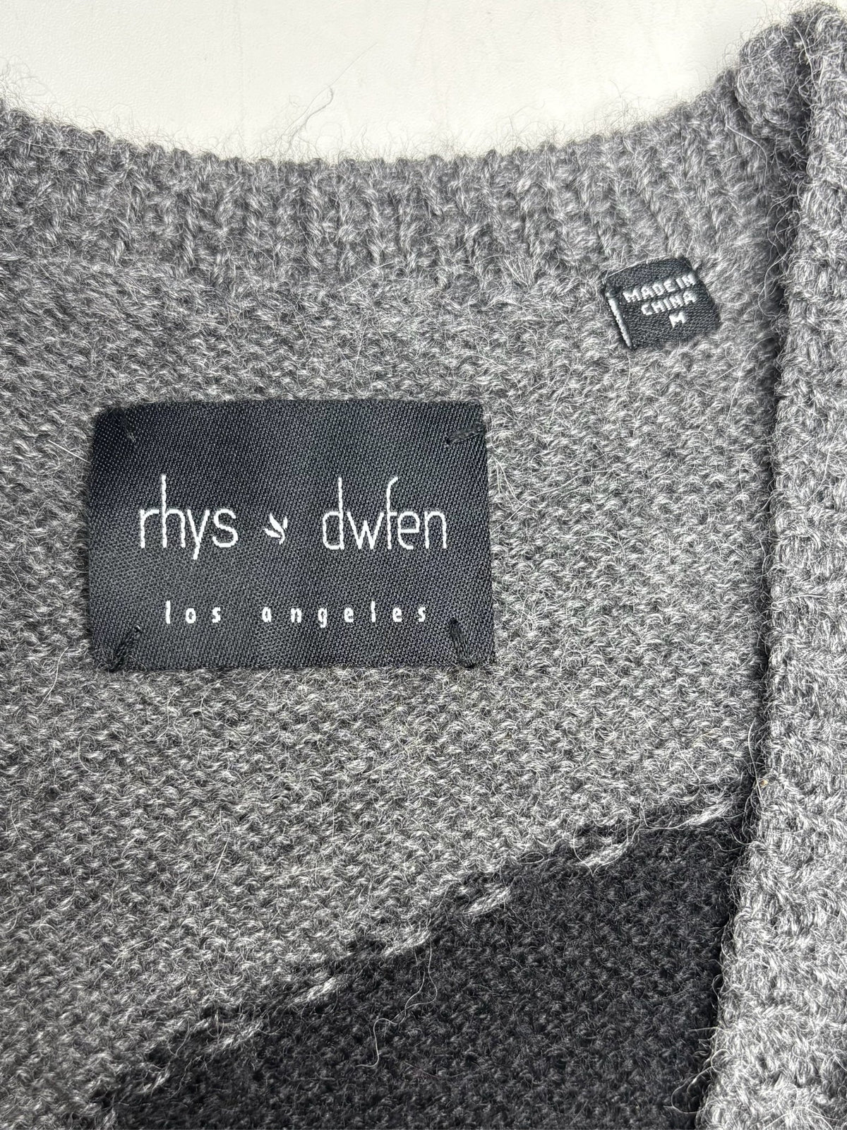 M Women Size M Rhys Dwfen Gray Bird Baby Alpaca Vintage Pre-Owned Long Cardigan Sweater