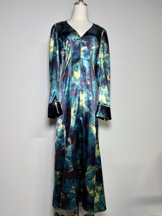M Women Size M Ulla Johnson Azrou Blue, Green Print Pre-owned, NWT Midi Dress