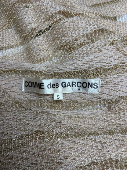 S Women Size S Comme des Garcon Metallic Beige Woven Stripes Wool Blend Top