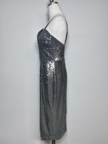 S Women Size S Dress the Population Silver Sequins Midi Dress