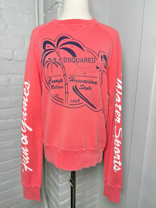 S Women Size S Dsquared2 Salmon Graphic Print Water Sports Fun & Games Sweatshirt