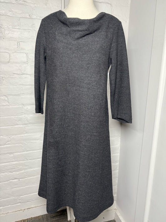 S Women Size S Eileen Fisher Charcoal Solid Wool Dress