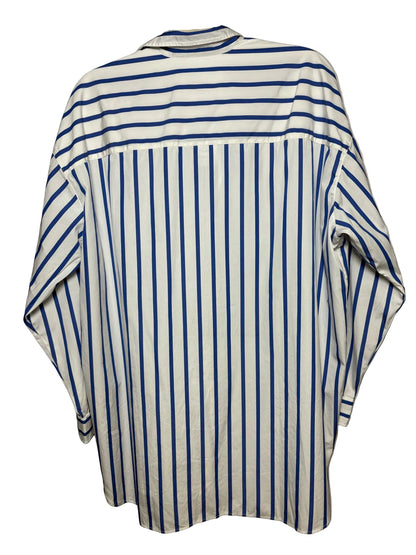S Women Size S Frank & Eileen Shirley White & Blue Stripe Pure Cotton Pre-Owned Blouse