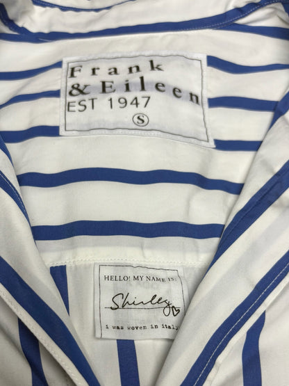 S Women Size S Frank & Eileen Shirley White & Blue Stripe Pure Cotton Pre-Owned Blouse