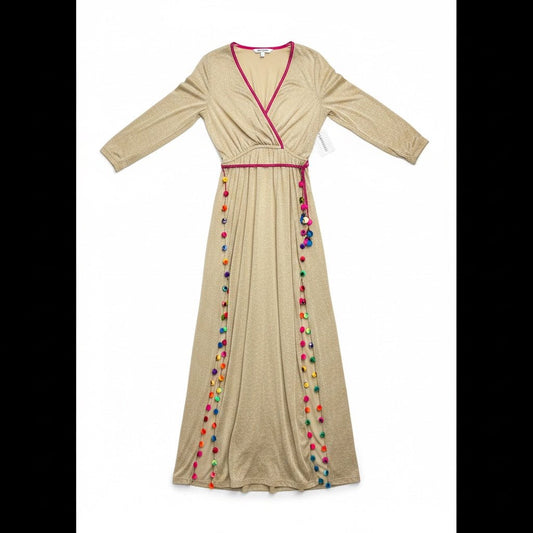 Standard Women Size Standard Pitusa Khaki Pom Pom Trim Pure Cotton Women's Cover Up