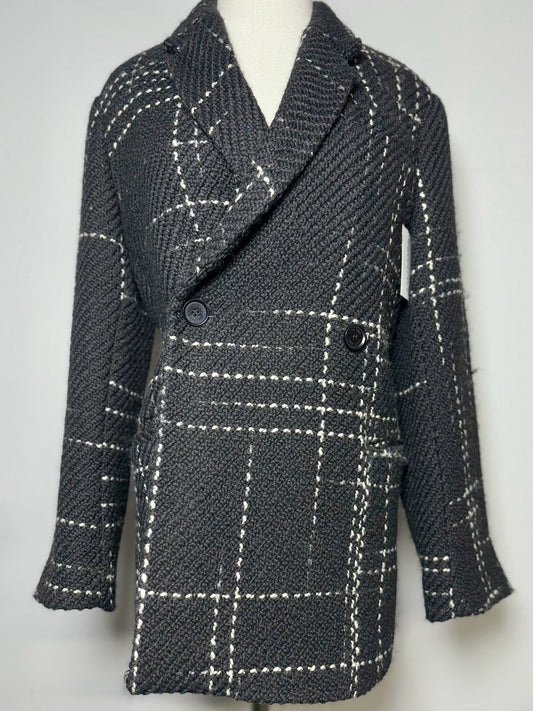 XS Women Size XS Anine Bing Black Plaid Wool Blend Coat