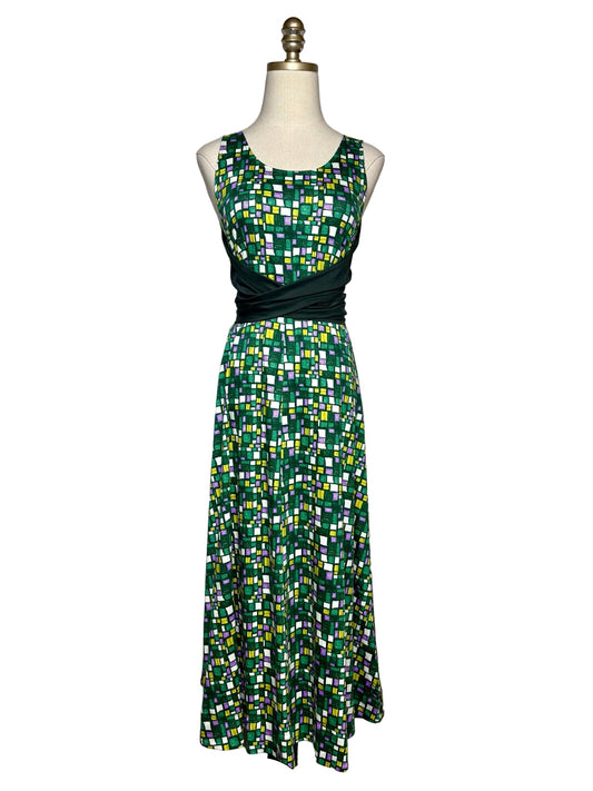 Women Size XS Weekend Max Mara Frisia Green Multi-Color Pure Cotton NWT Pre-Owned Midi Dress - VIDA STYLE SHOP