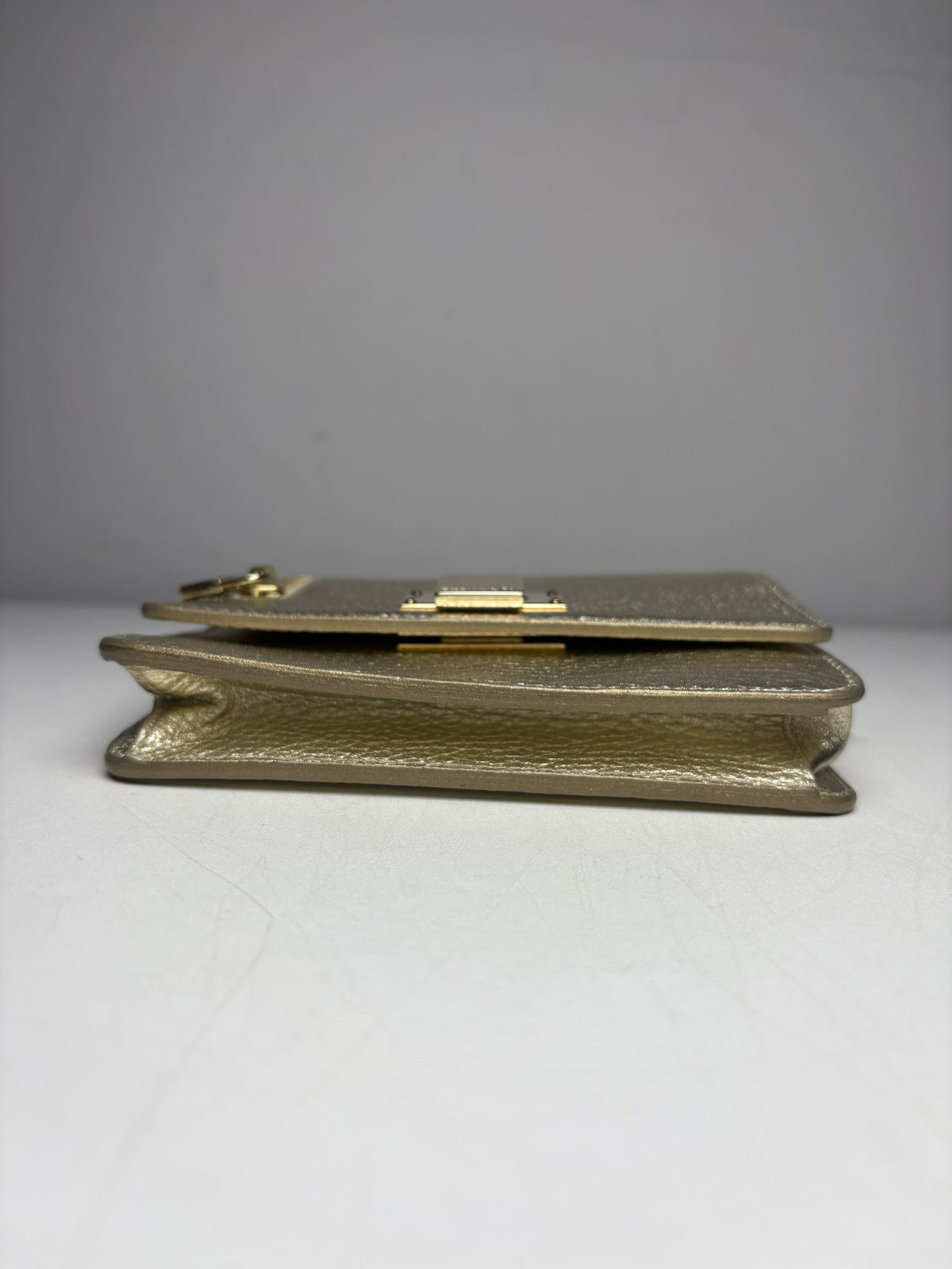Women's Authentic Tiffany & Co. Metallic Gold Cowhide Leather Pre-Owned Small Crossbody Bag