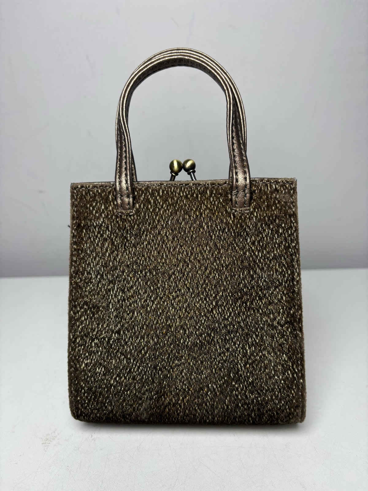 Women's Donald J. Pliner Bronze Shimmery Velvet Fabric Pre-Owned Mini Purse