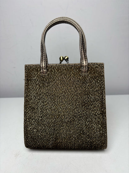 Women's Donald J. Pliner Bronze Shimmery Velvet Fabric Pre-Owned Mini Purse