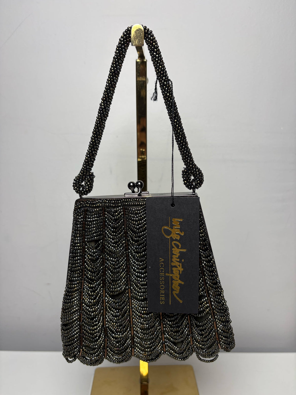 Women's Inge Christopher Bronze Beaded Vintage NWT Pre-Owned Mini Purse
