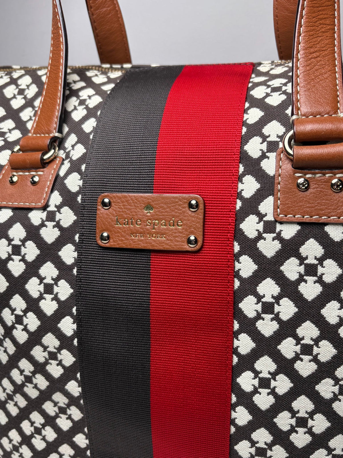 Women's Kate Spade Spade Monogram Canvas Vintage Early 2000s Pre-Owned Weekender Tote Bag - VIDA STYLE SHOP