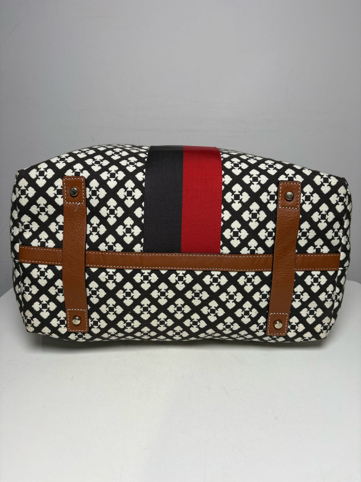 Women's Kate Spade Spade Monogram Canvas Vintage Early 2000s Pre-Owned Weekender Tote Bag - VIDA STYLE SHOP
