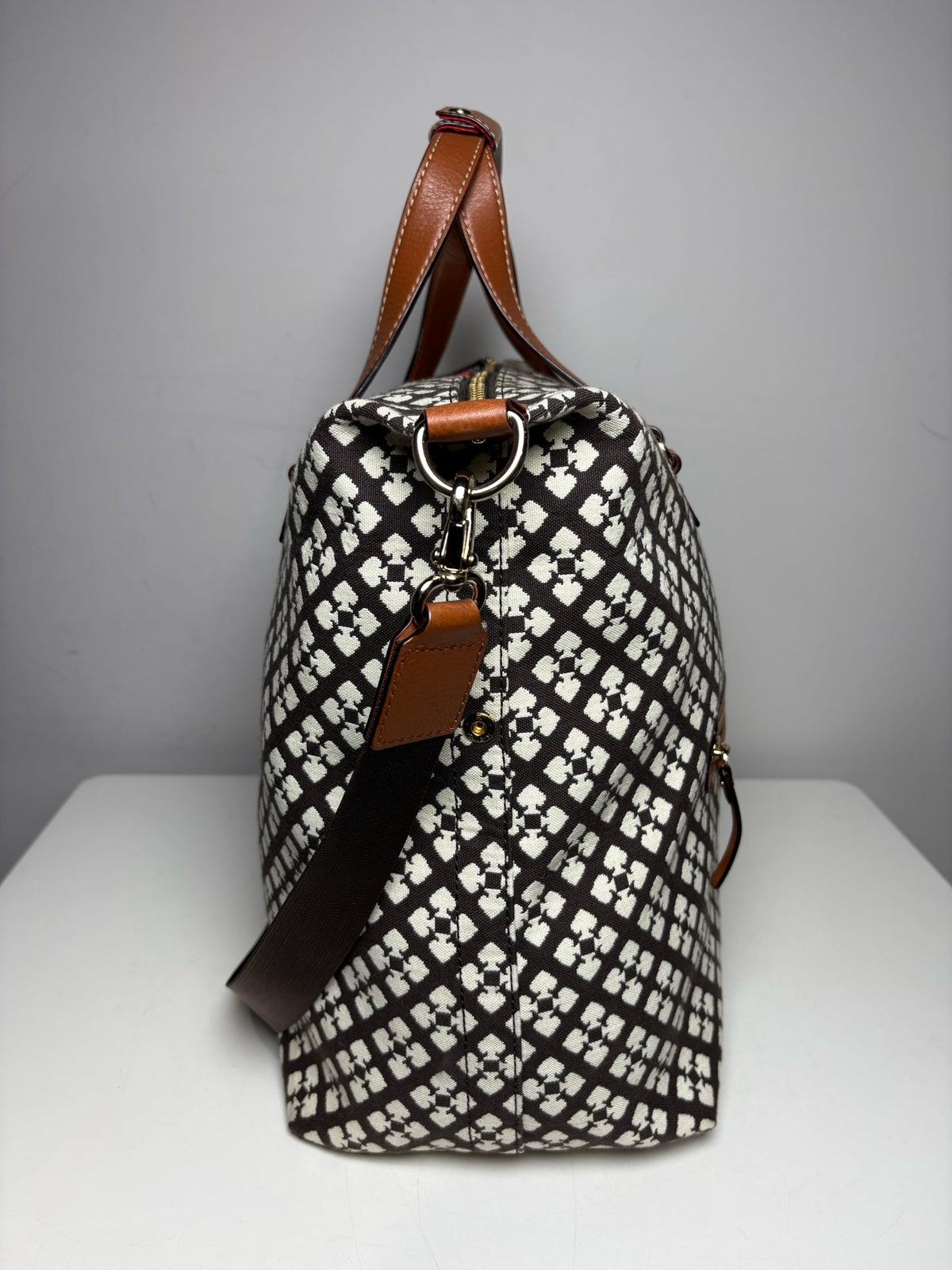 Women's Kate Spade Spade Monogram Canvas Vintage Early 2000s Pre-Owned Weekender Tote Bag - VIDA STYLE SHOP
