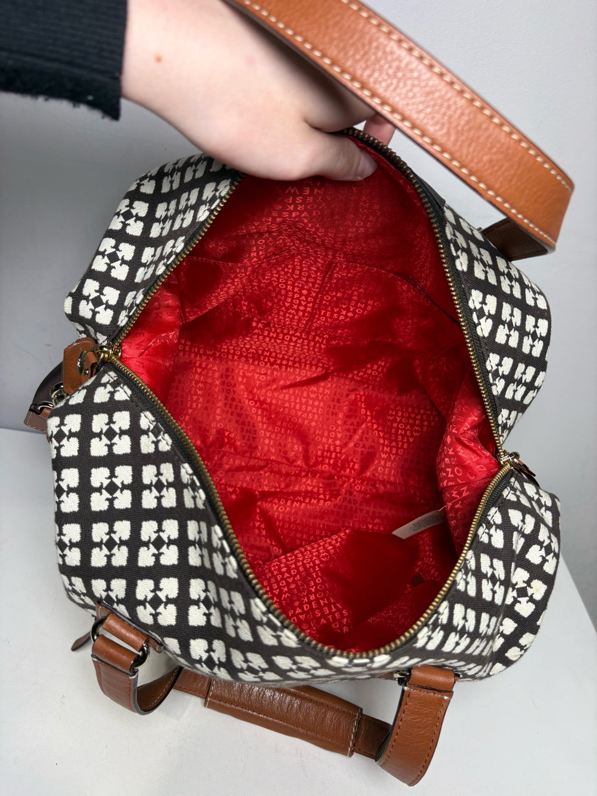 Women's Kate Spade Spade Monogram Canvas Vintage Early 2000s Pre-Owned Weekender Tote Bag - VIDA STYLE SHOP