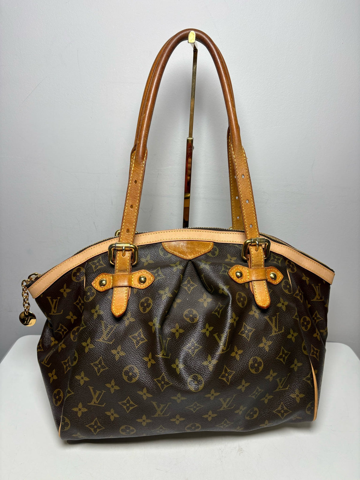 Women's Louis Vuitton Tivoli GM 2007 Monogram Coated Canvas Vachetta Leather Pre-Owned Tote Purse - VIDA STYLE SHOP