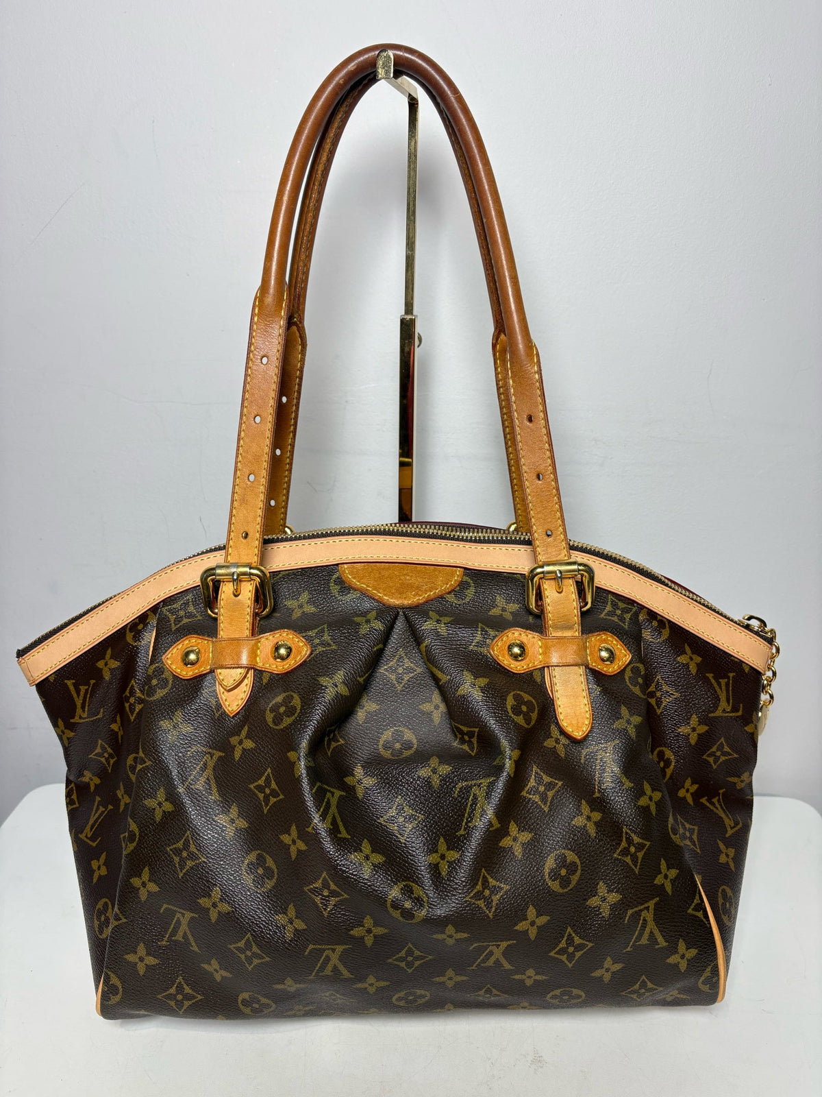 Women's Louis Vuitton Tivoli GM 2007 Monogram Coated Canvas Vachetta Leather Pre-Owned Tote Purse - VIDA STYLE SHOP