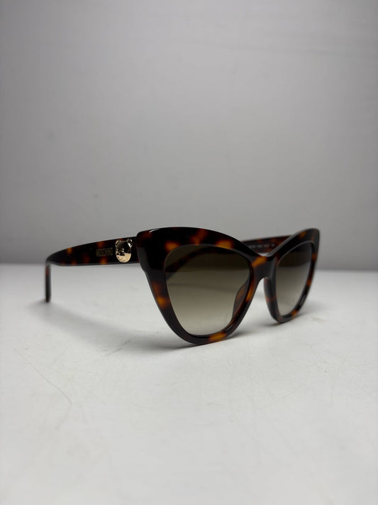 Women's Moschino Havana Brown Tortoiseshell Acetate Pre-Owned Cat-Eye Sunglasses - VIDA STYLE SHOP