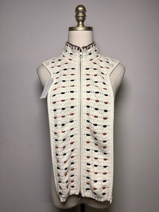 Women's One Size Veronica Beard Ivory Striped Linen Cotton Knit Pre-Owned Dickey Insert - VIDA STYLE SHOP