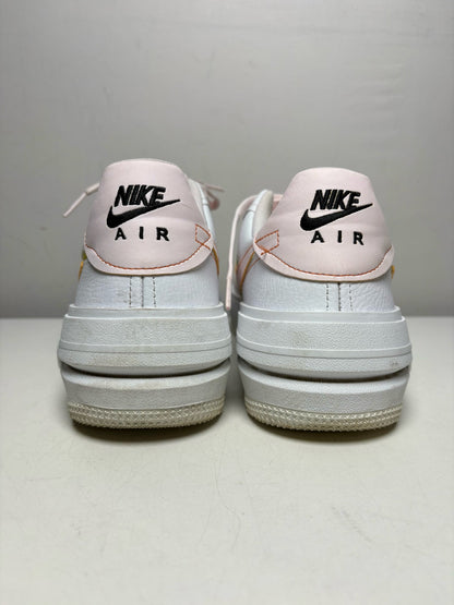 White w/Pink Swoosh Women's Shoe Size 10.5 Nike Air Force 1 White Leather Pink Swoosh Pre-Owned Sneakers