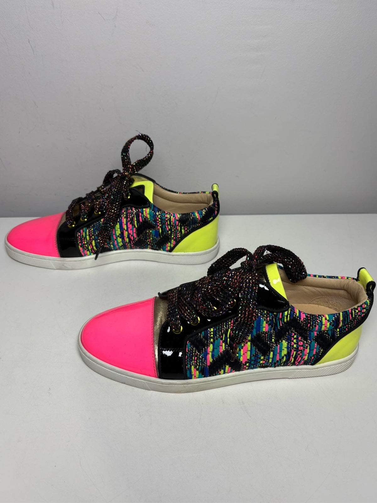Women's Shoe Size 38 Christian Louboutin Gondoliere Multicolor Knit Pre-Owned Sneakers - VIDA STYLE SHOP