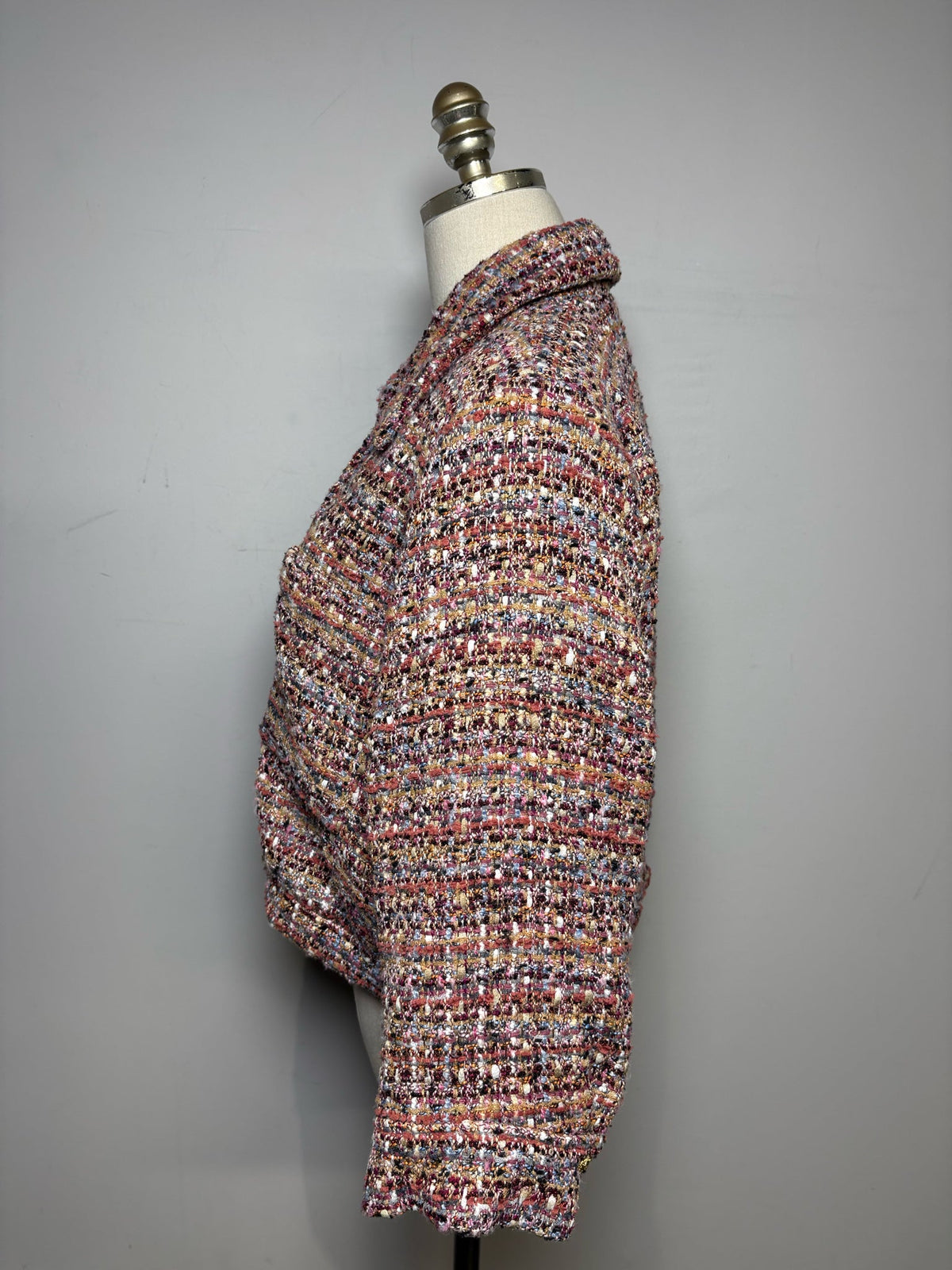 Women's Size 10 L'Agence Burgundy Multicolor Bouclé Polyester Pre-Owned Blazer - VIDA STYLE SHOP