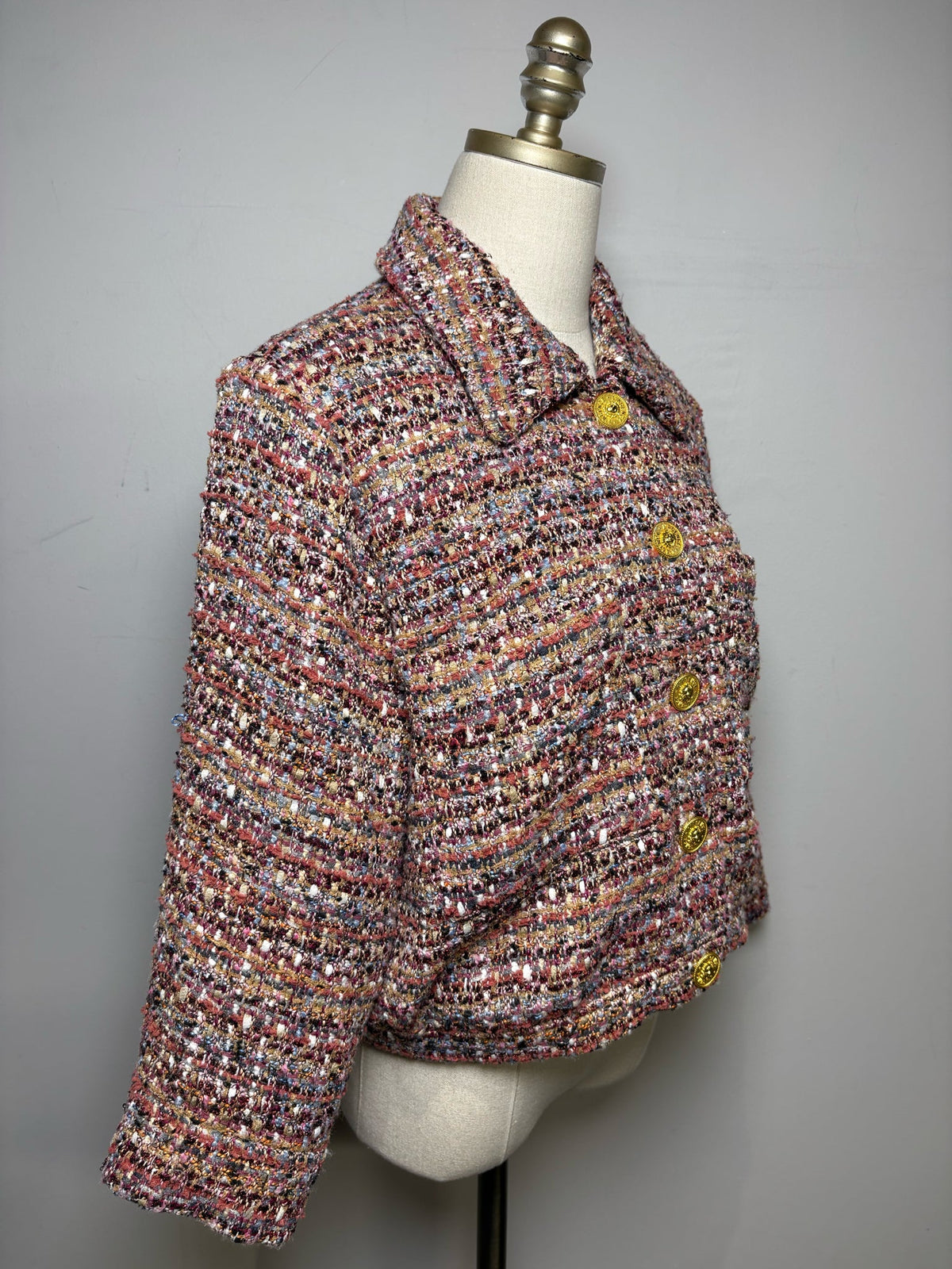 Women's Size 10 L'Agence Burgundy Multicolor Bouclé Polyester Pre-Owned Blazer - VIDA STYLE SHOP