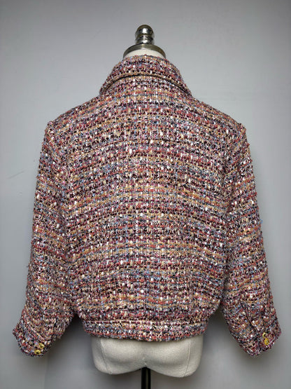 Women's Size 10 L'Agence Burgundy Multicolor Bouclé Polyester Pre-Owned Blazer - VIDA STYLE SHOP