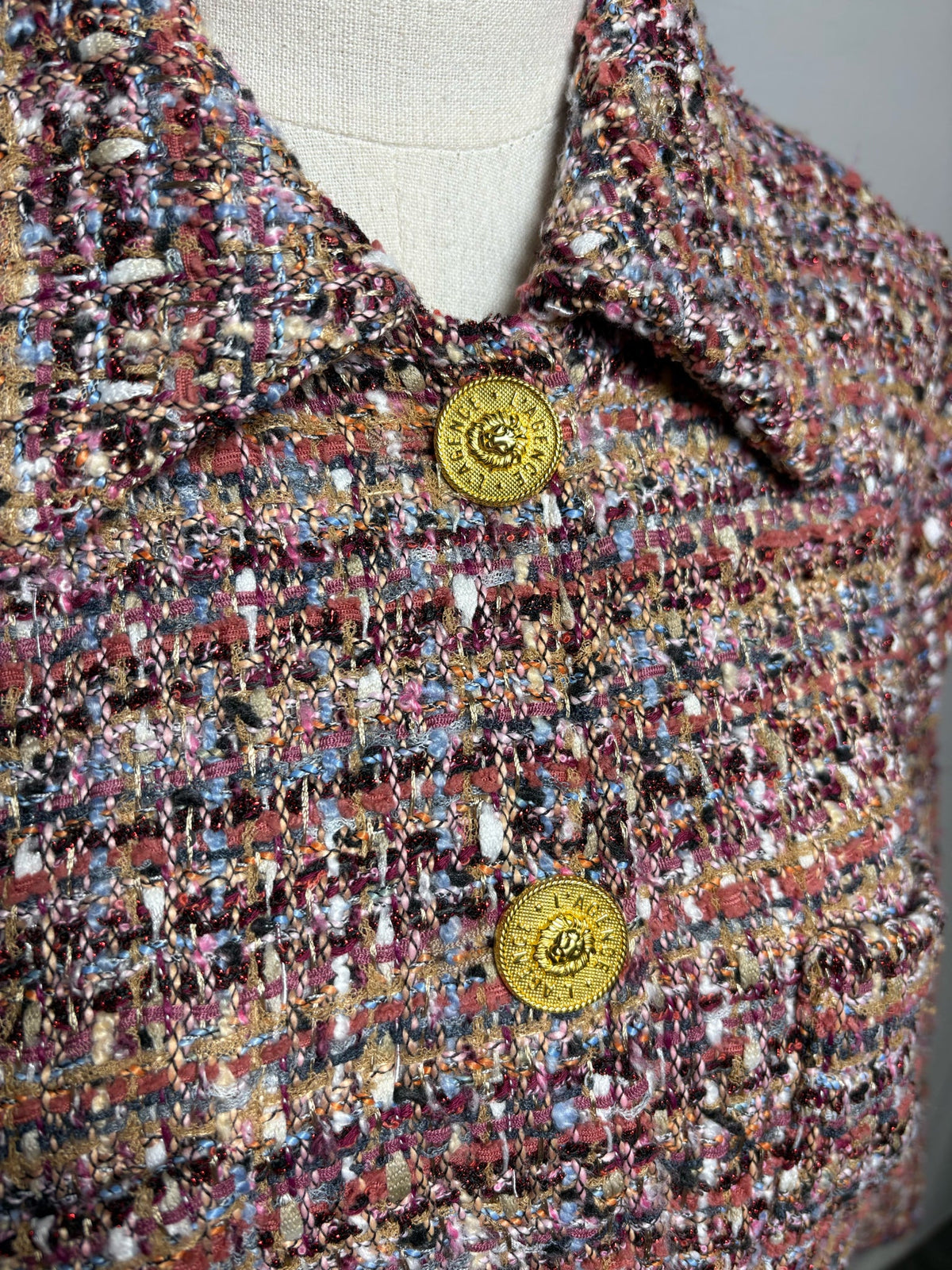 Women's Size 10 L'Agence Burgundy Multicolor Bouclé Polyester Pre-Owned Blazer - VIDA STYLE SHOP