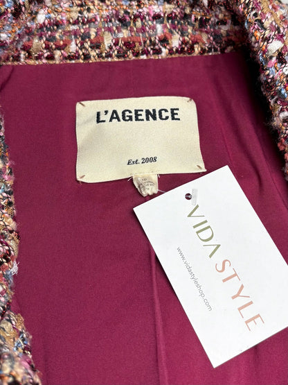 Women's Size 10 L'Agence Burgundy Multicolor Bouclé Polyester Pre-Owned Blazer - VIDA STYLE SHOP