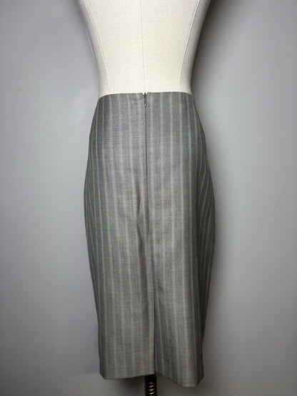 42 Women's Size 42 Escada Gray Pinstripc Pencil Pre-owned Skirt