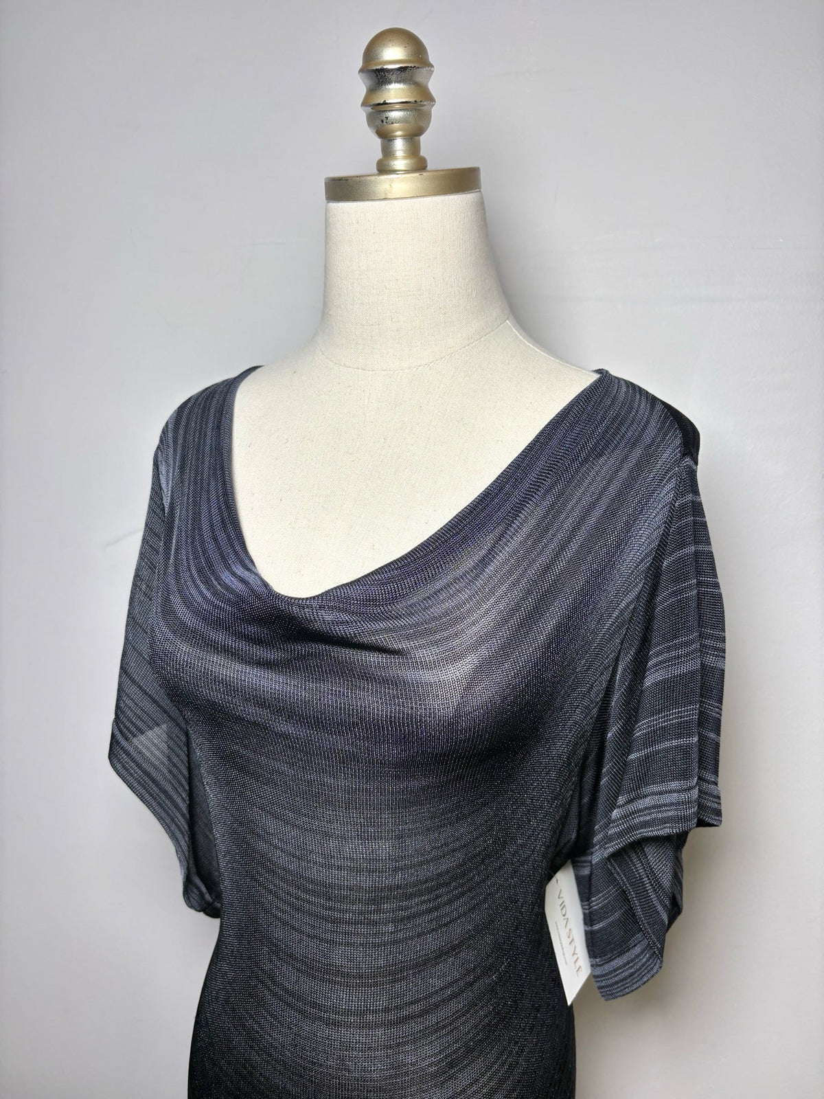 M Women's Size M Escada Sport Black & Gray Cowl Neck Knit Dress