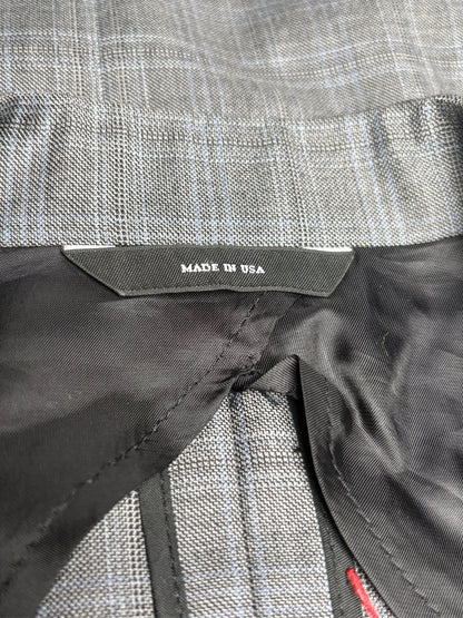 S Women's Size S R13 Gray Black Plaid Embroidered Pure Wool Pre-Owned Jacket Blazer