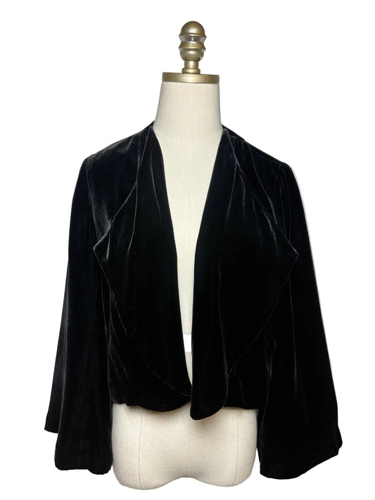 Black velvet jacket on a mannequin