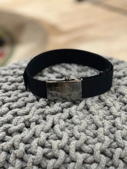 Prada Black Nylon Silver-tone Buckle Belt Size S