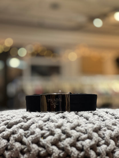 Prada Black Nylon Silver-tone Buckle Belt Size S