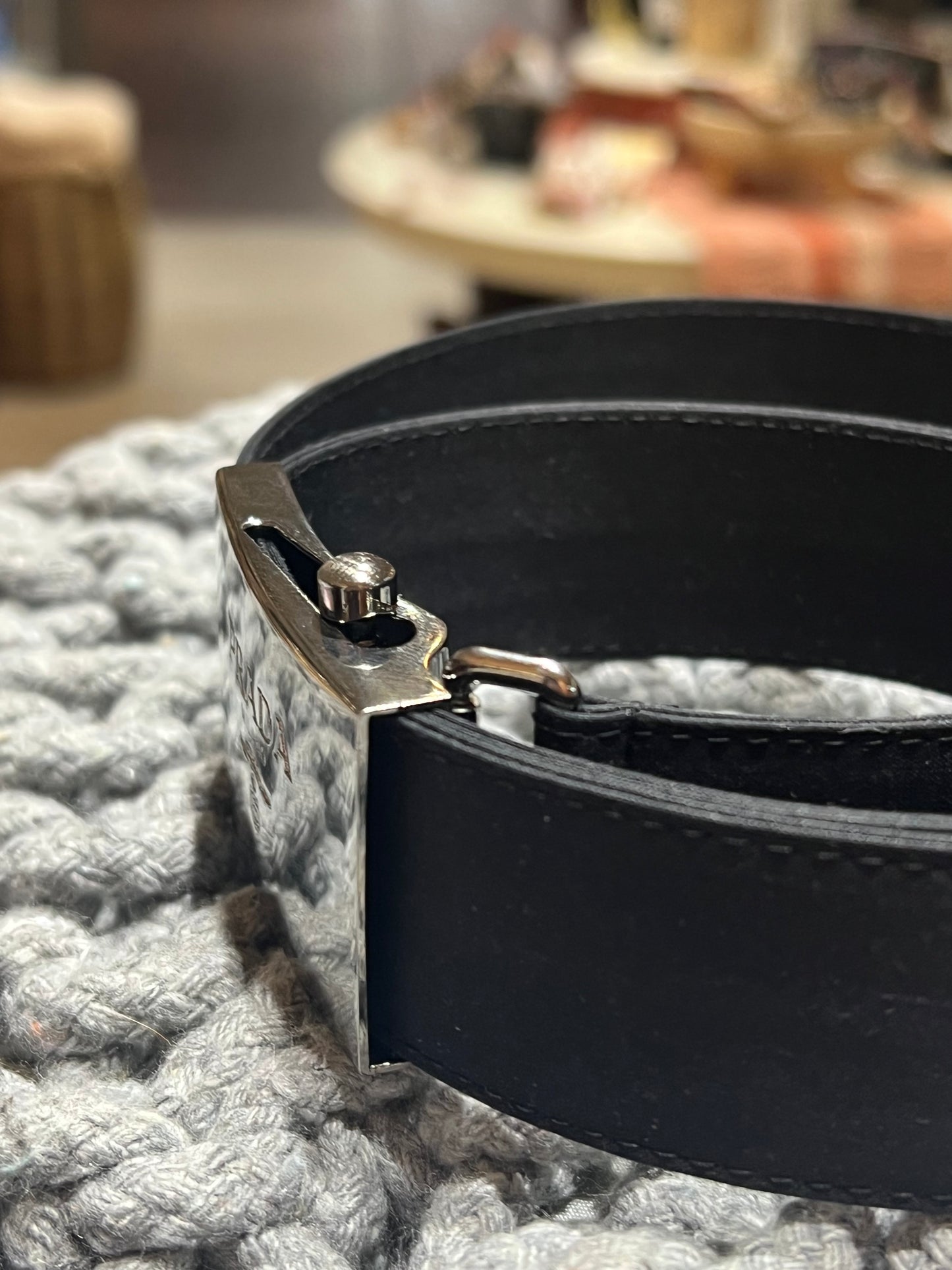 Prada Black Nylon Silver-tone Buckle Belt Size S