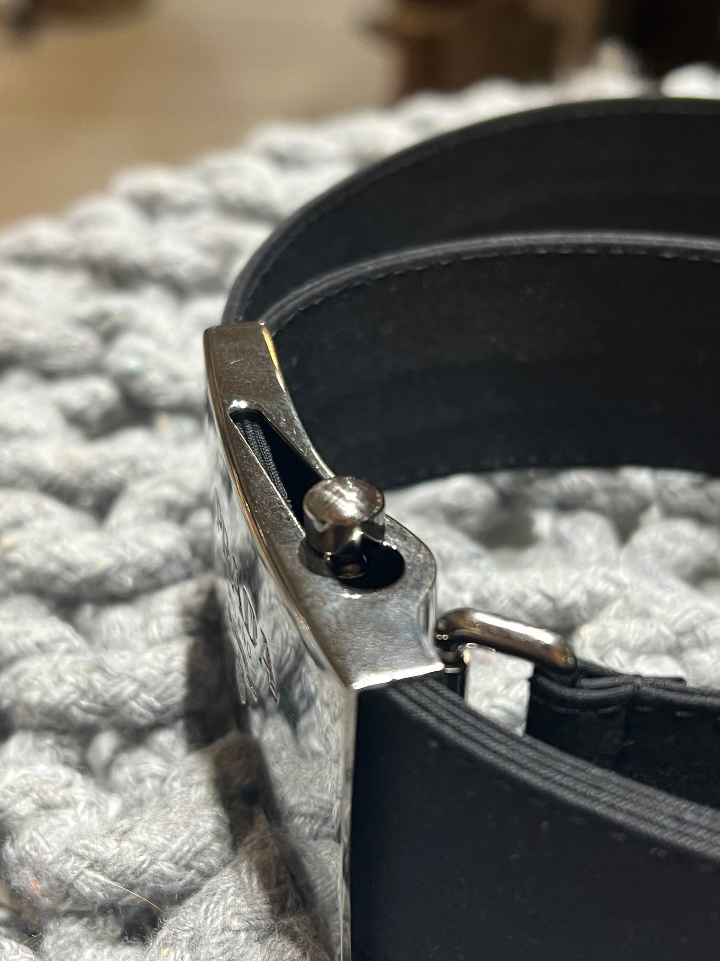 Prada Black Nylon Silver-tone Buckle Belt Size S