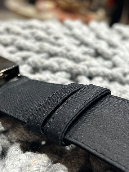 Prada Black Nylon Silver-tone Buckle Belt Size S