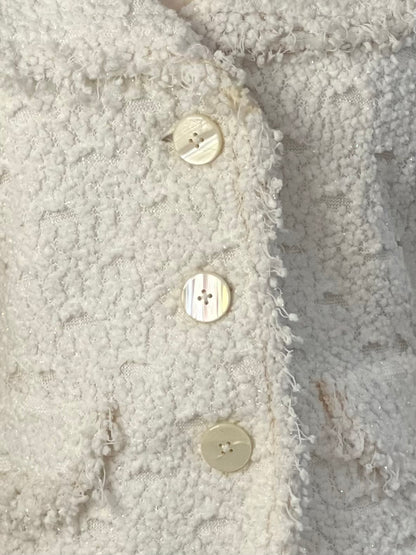 St. John Cream Wool Textured Blazer Size L