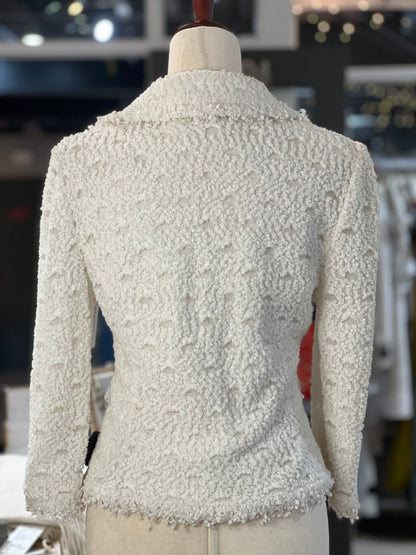 St. John Cream Wool Textured Blazer Size L