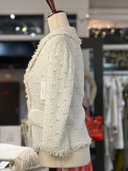 St. John Cream Wool Textured Blazer Size L