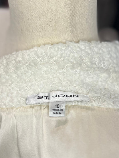 St. John Cream Wool Textured Blazer Size L