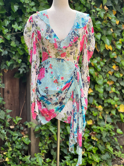 Rococo Sand Floral Ruffle Multi-color Dress Size M