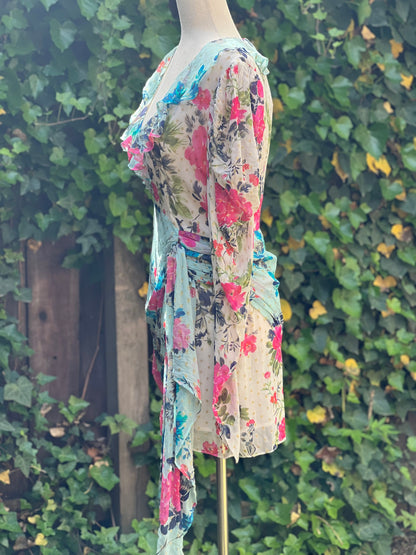 Rococo Sand Floral Ruffle Multi-color Dress Size M