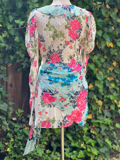 Rococo Sand Floral Ruffle Multi-color Dress Size M