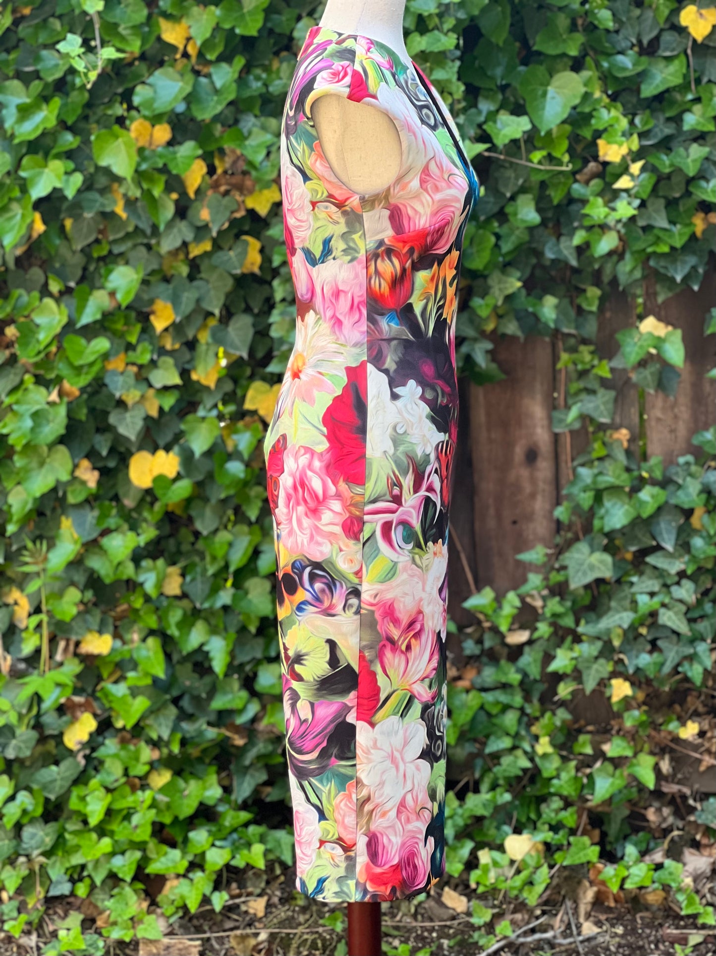 Ted Baker Floral Watercolor Neoprene Sheath Cocktail Dress Size S