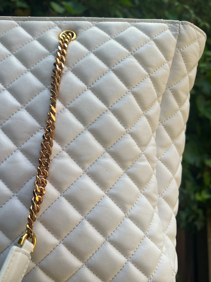 Versace White Napa Leather Quilted Tote Bag
